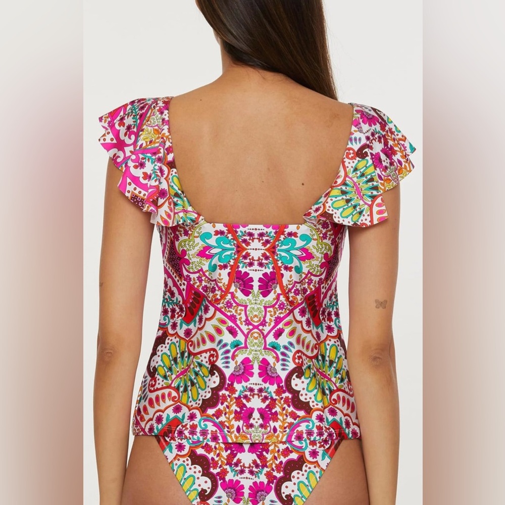 Trina Turk Women's Bloom Tankini, V-Neck, Casual, Floral Print, Swimsuit Tops - Picture 3 of 6